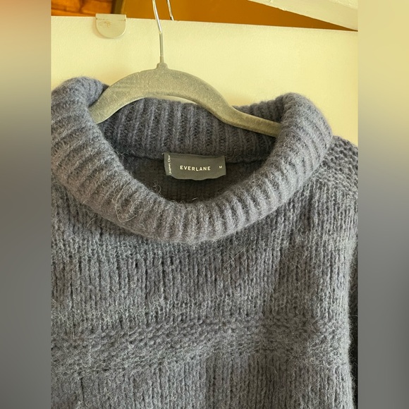 Everlane The Puff Sweater Blue Alpaca Merino Wool Pima Cotton Blend M - Picture 4 of 7